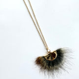 Squirrel Gold Fan Necklace 18"