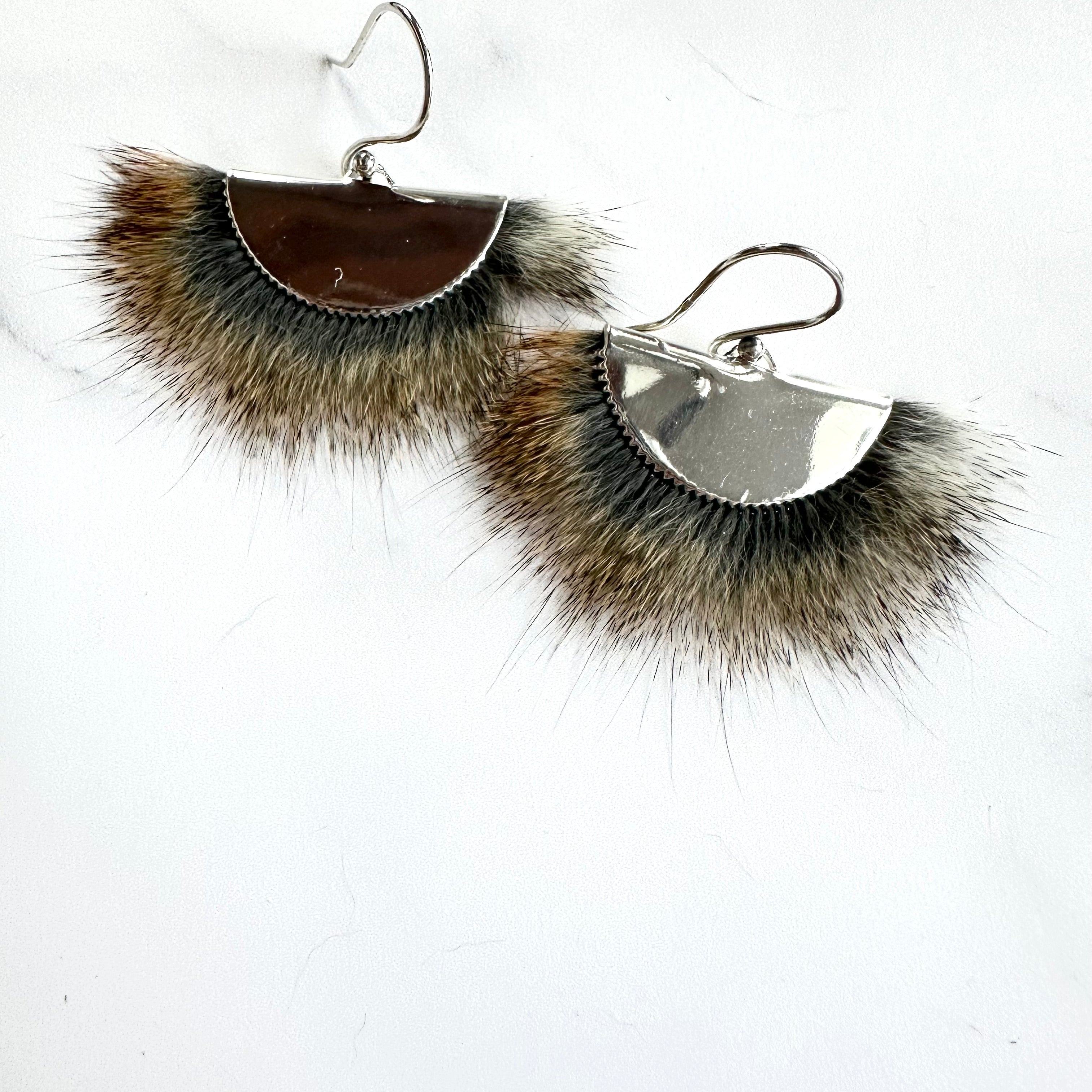 Squirrel Silver Fan Earrings