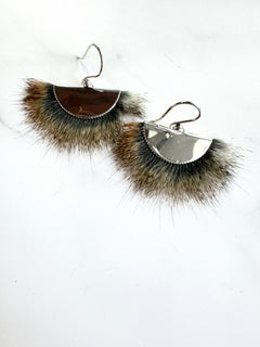 Squirrel Silver Fan Earrings