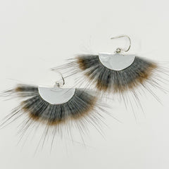 Muskrat Silver Fan Earrings