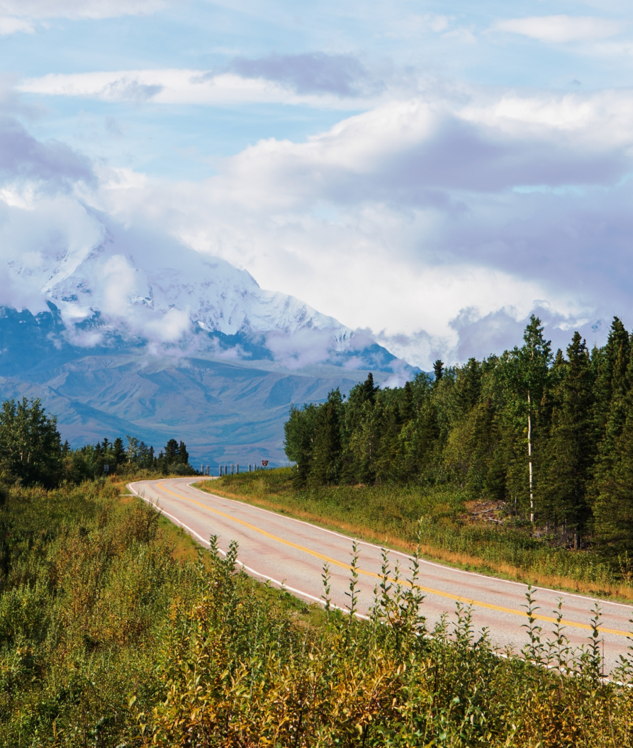 Yukon road towards a mountain